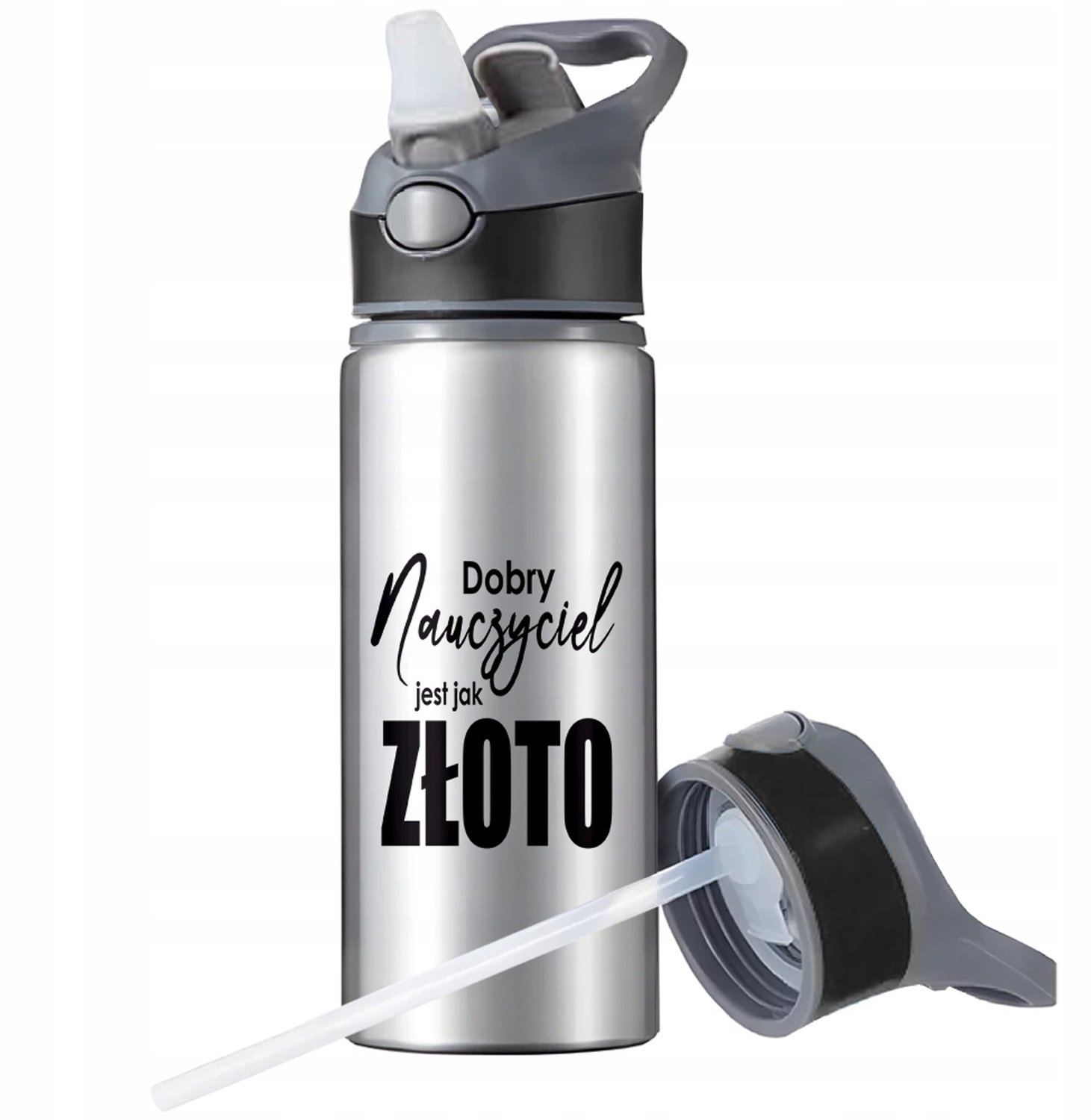 Aluminium Sport Bidon 650ml met Rietje en Handvat