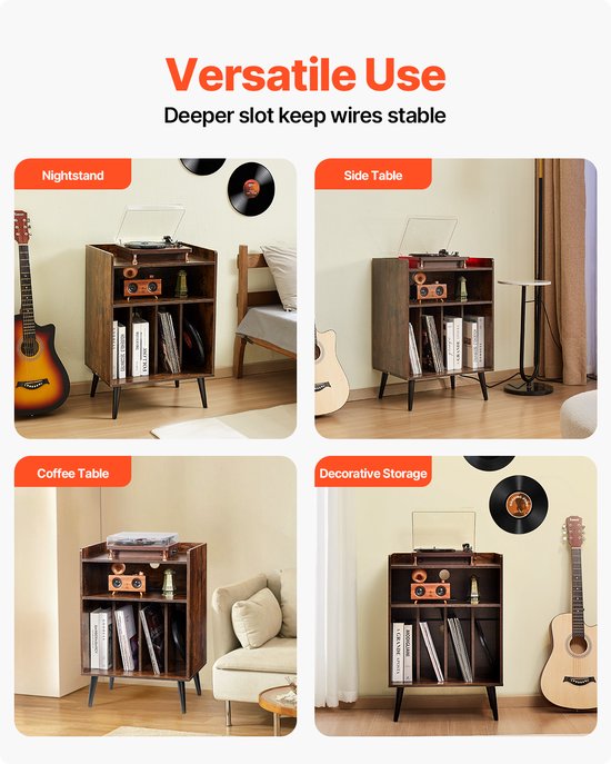 VEVOR Platenspelerstandaard Vinylopslag 3-Laags 150 Albums Hout — afbeelding 3