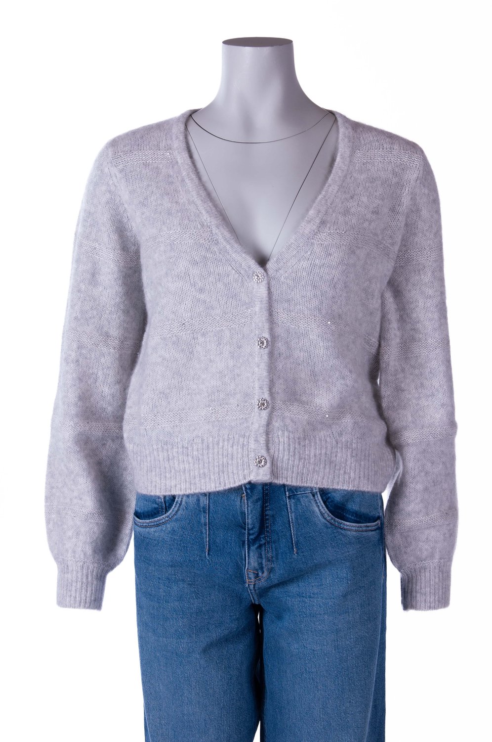 Princess vest lichtgrijs met sierknopen en pailletjes voor dames - L (40)
