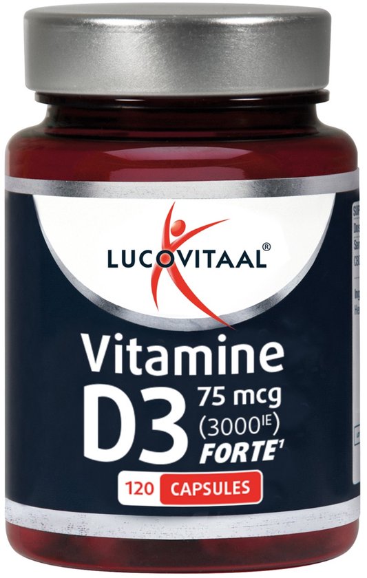 Flesje Lucovitaal Vitamine D3 Forte, 120 capsules.