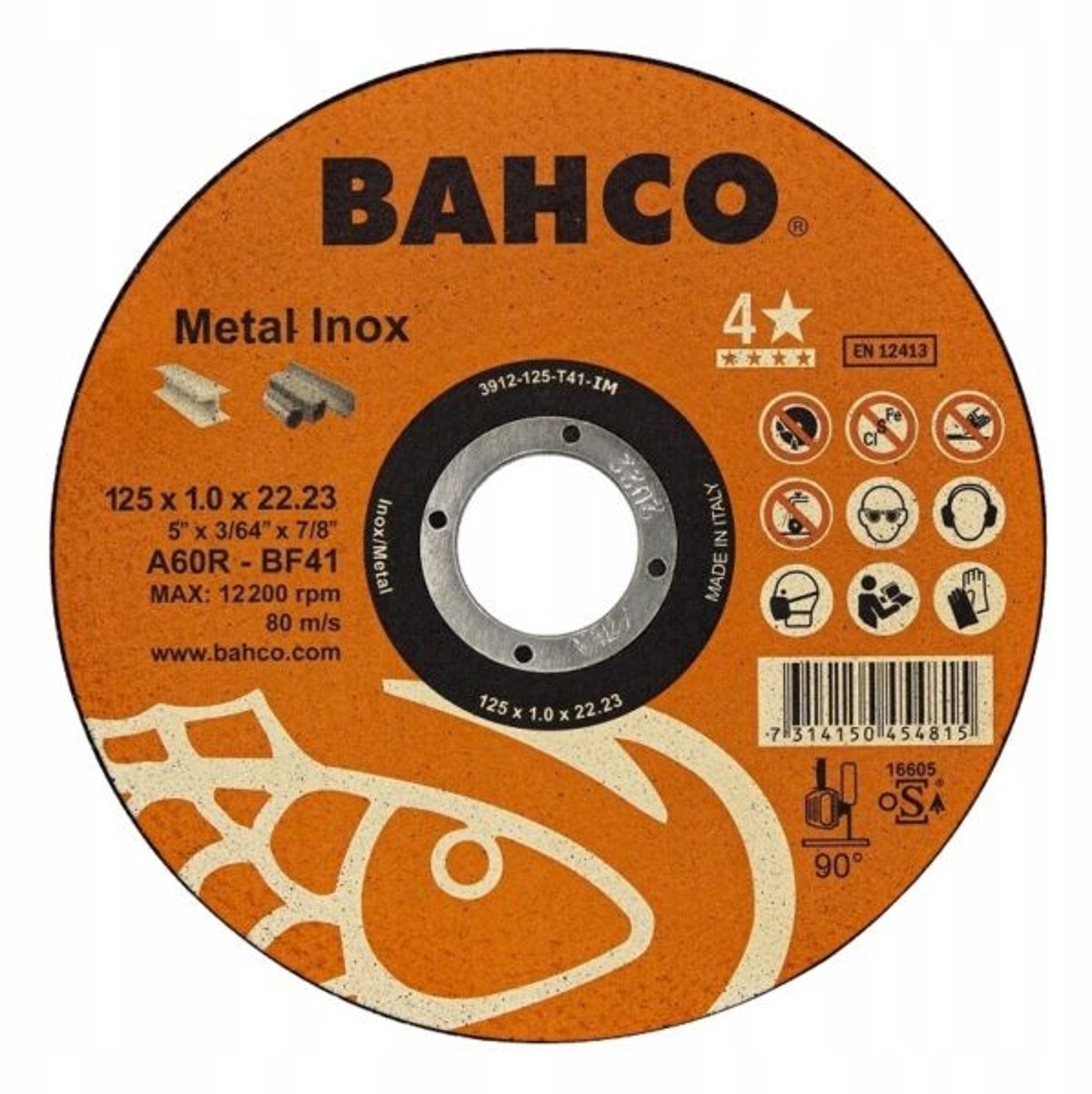 Bahco 3911-125-T41-IM Snijschijf RVS 1.6mm