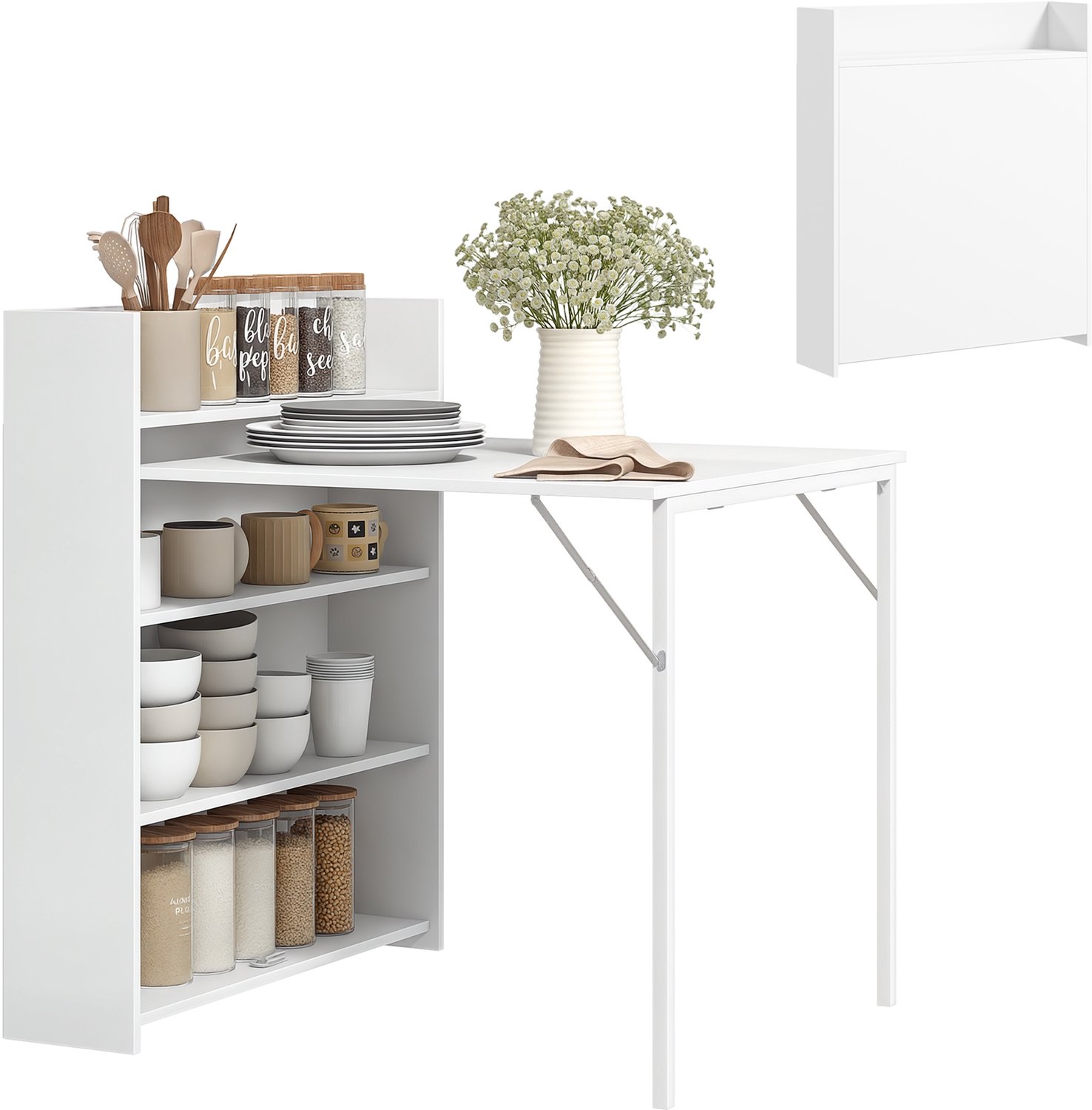 Homcom Opklapbare eettafel - MDF - 78,5x91x93cm - Wit