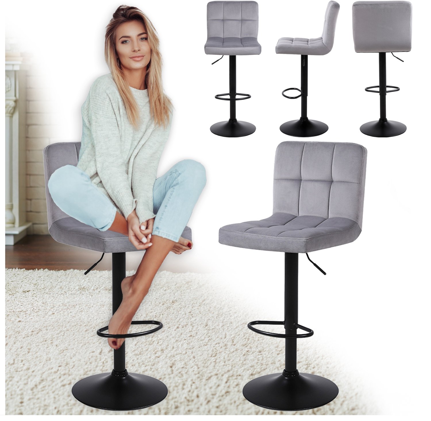 VELACO Hoker RAFA Grijs Velours - Stijlvol & Comfortabel