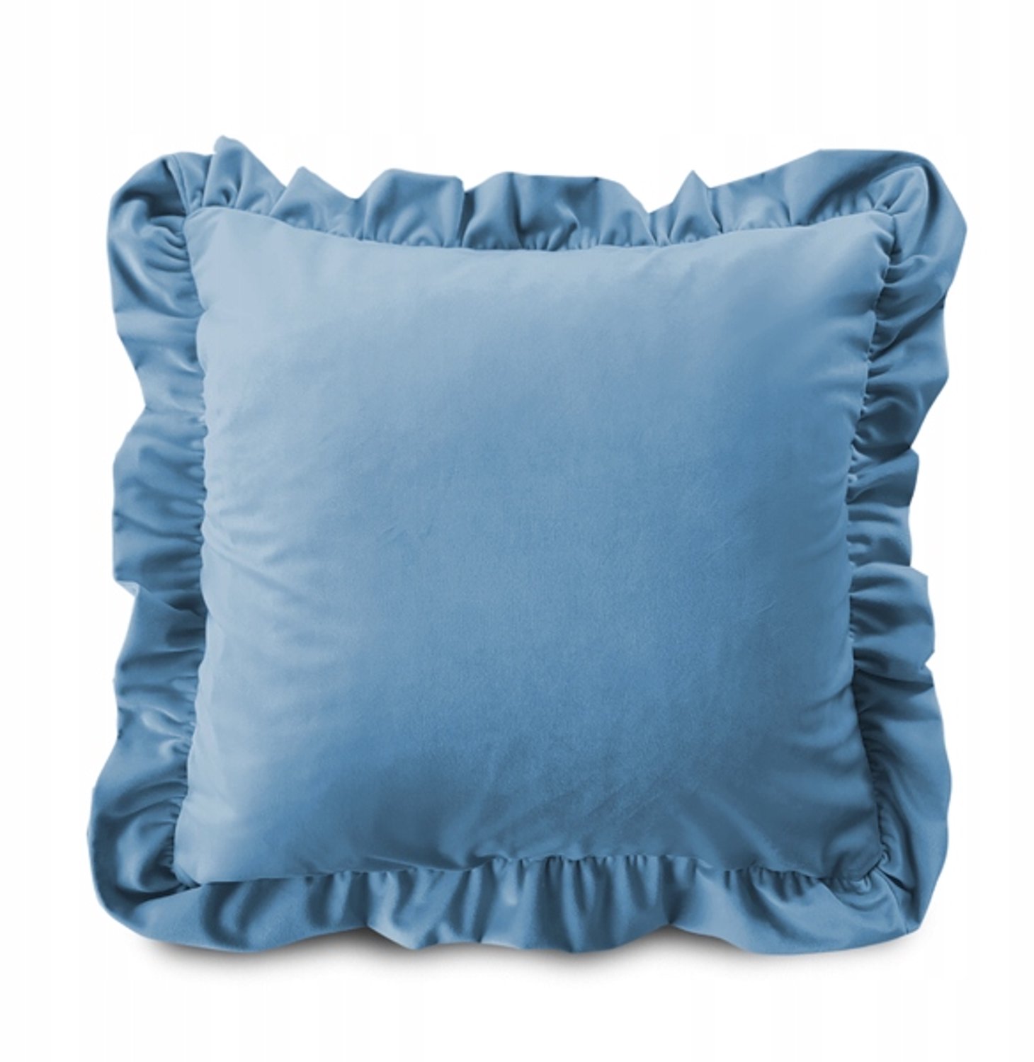 Kussenhoes met ruches, fluweel, blauw
