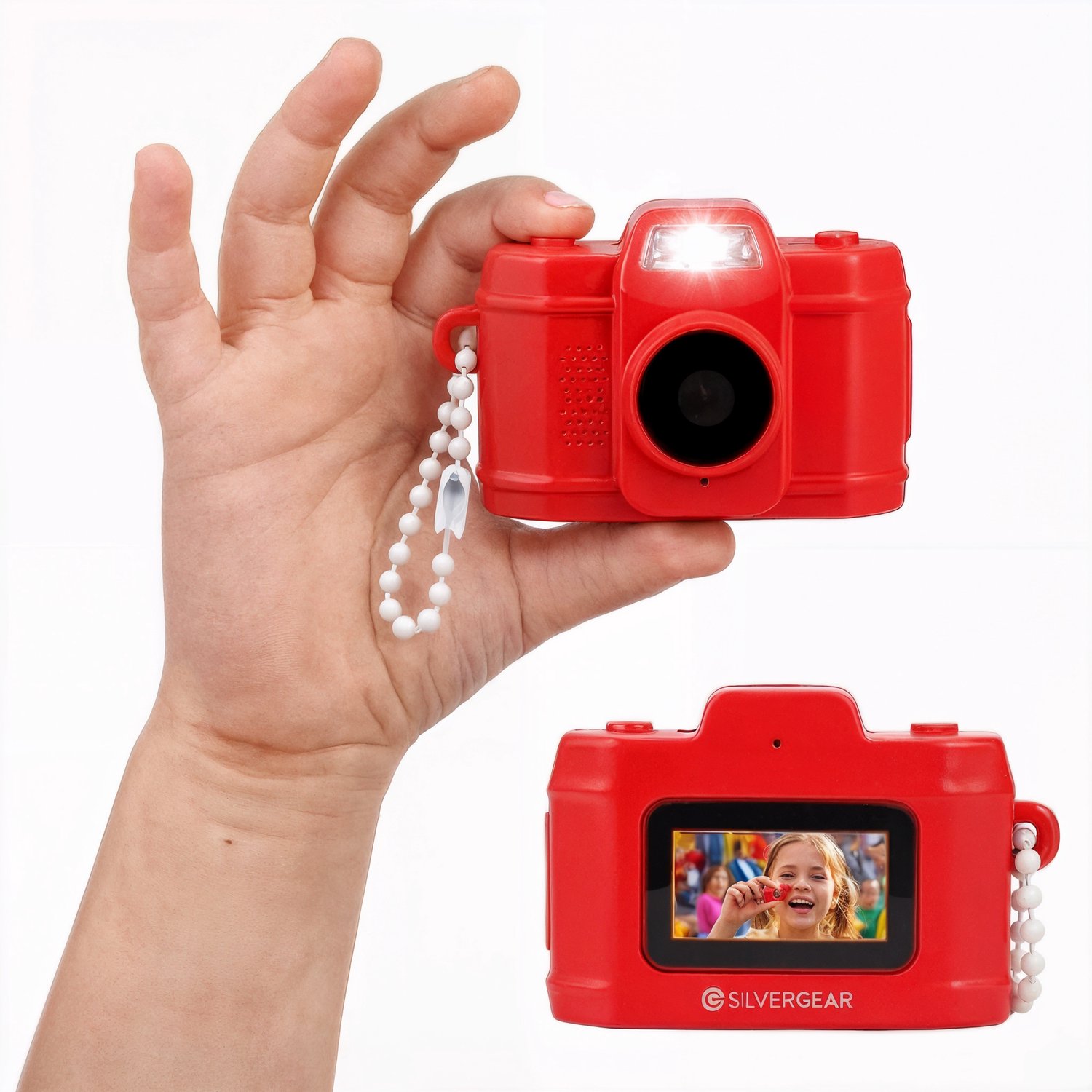 Silvergear® Mini Camera - 48MP Foto & 1080P Video - Retro Digitale Sleutelhanger Fotocamera voor Kinderen - Met Scherm - 8 Filters & 9 Fotokaders - Inclusief 512MB SD-kaart - USB-C - Kleine Kindercamera - Cadeau voor 6, 7, 8, 9, 10+ Jaar - Rood
