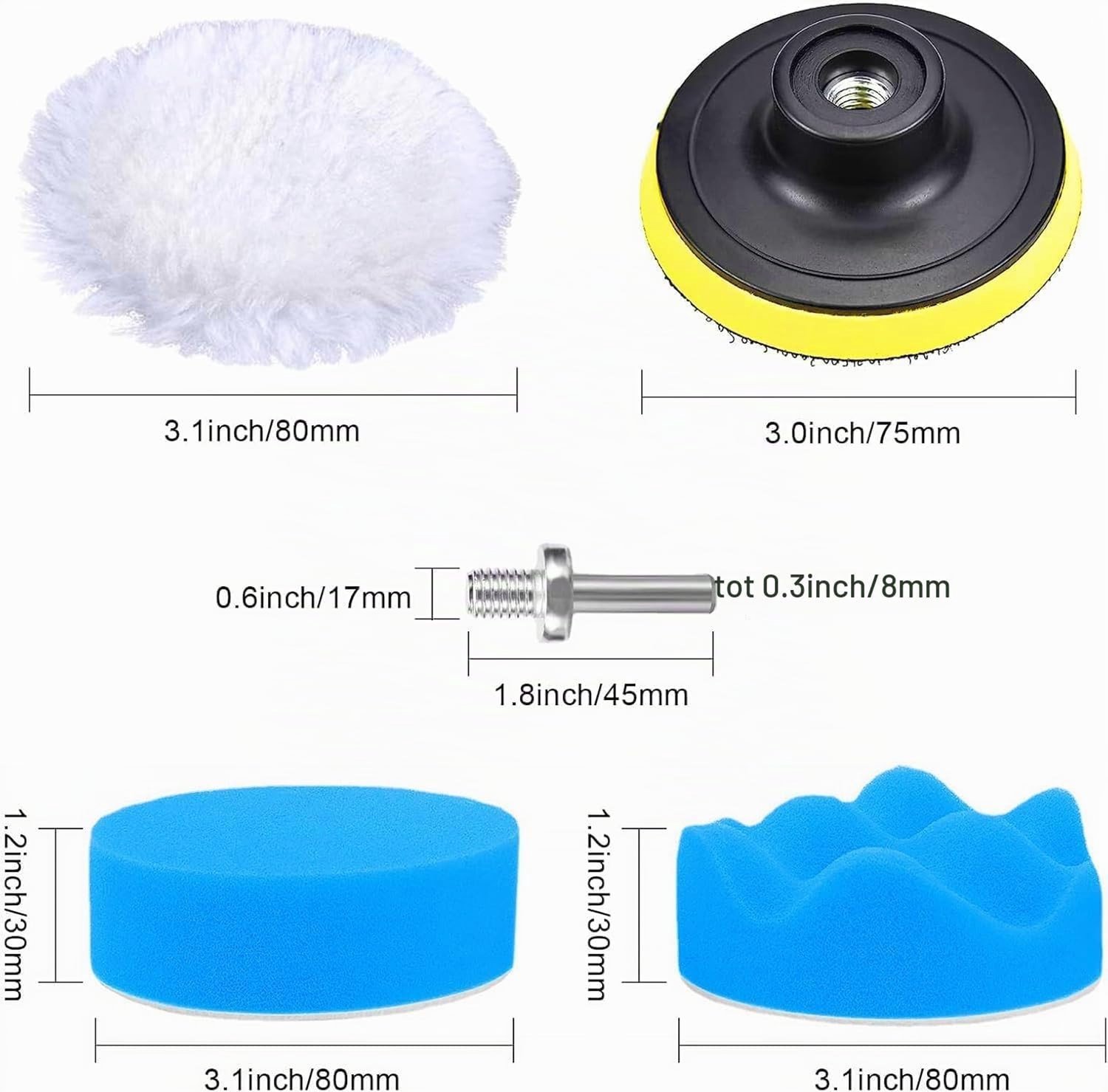 Set van 31 Polijstschuim en Polijstpads voor Auto - Perfect voor Draadloze Boormachine en Waxen van Auto's