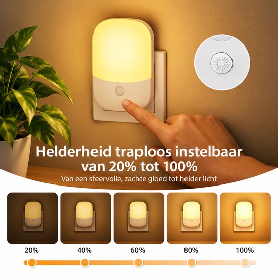 LIVTEK - 2 stuks LED nachtlampjes voor stopcontact - met lichtsensor en dimbaar warm licht - automatisch aan/uit - voor kinderkamer en gang van LIVTEK — afbeelding 2