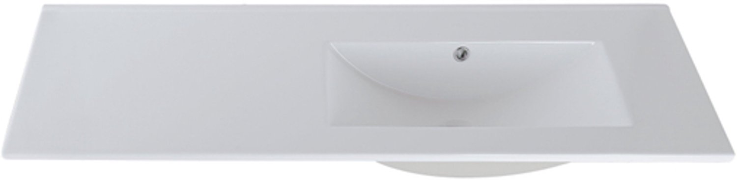Saniclass Vygo Meubelwastafel - 121x2x46cm - overloop - 1 wasbak rechts - zonder kraangaten - keramiek - glans wit