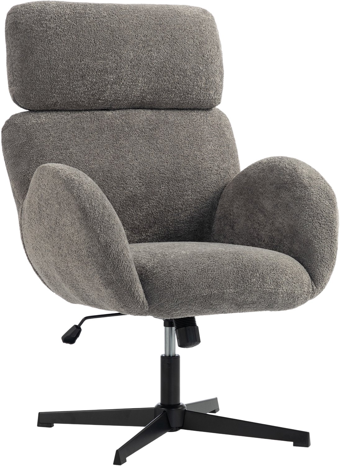 Homona Bureaustoel met fluweelachtige bekleding - Met verstelbare hoofdsteun en wippfunctie - In hoogte verstelbaar - 67 x 68 x 103-113 cm - Grijs