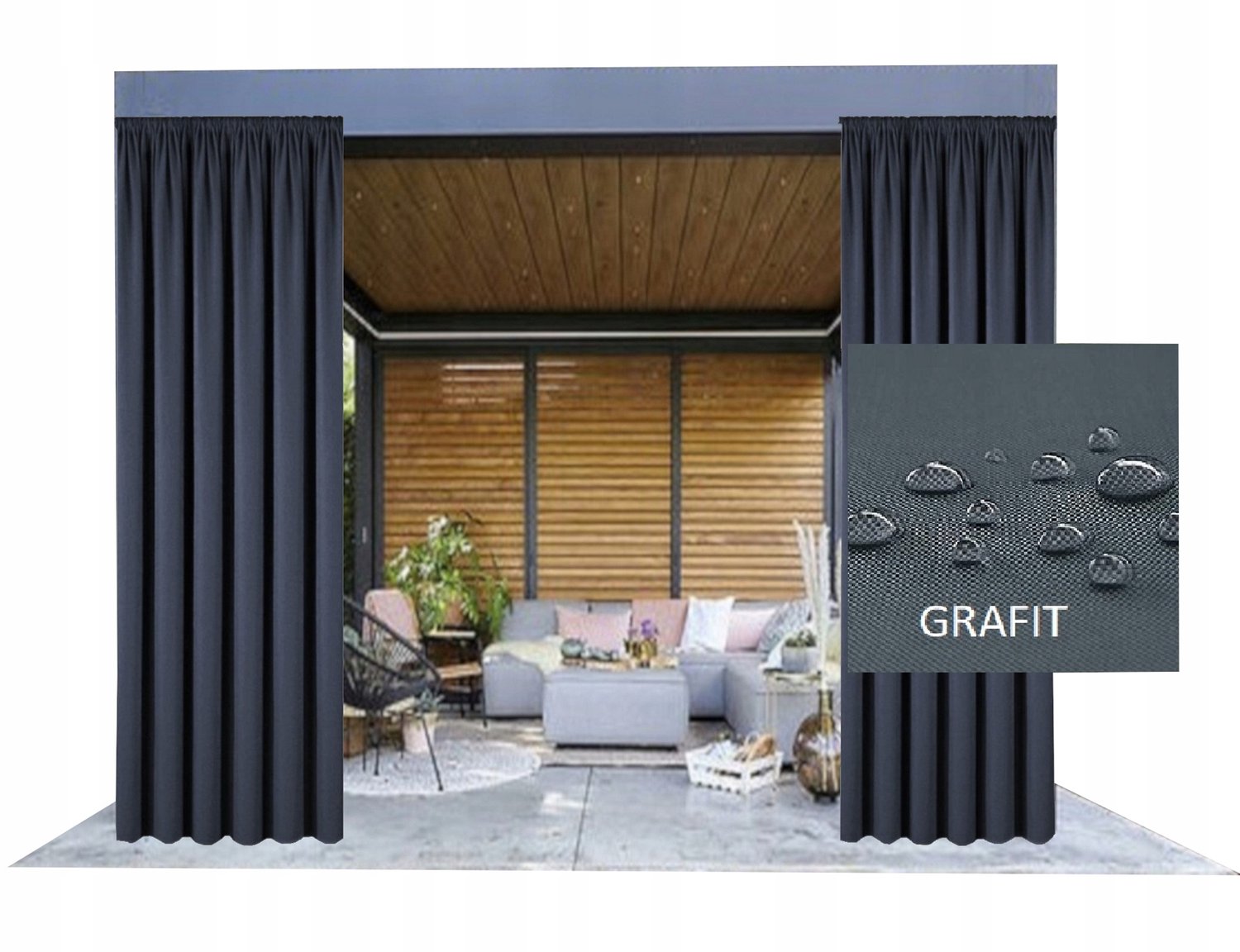 Waterdichte Terrasgordijn 155x220 cm - Tuin & Paviljoen