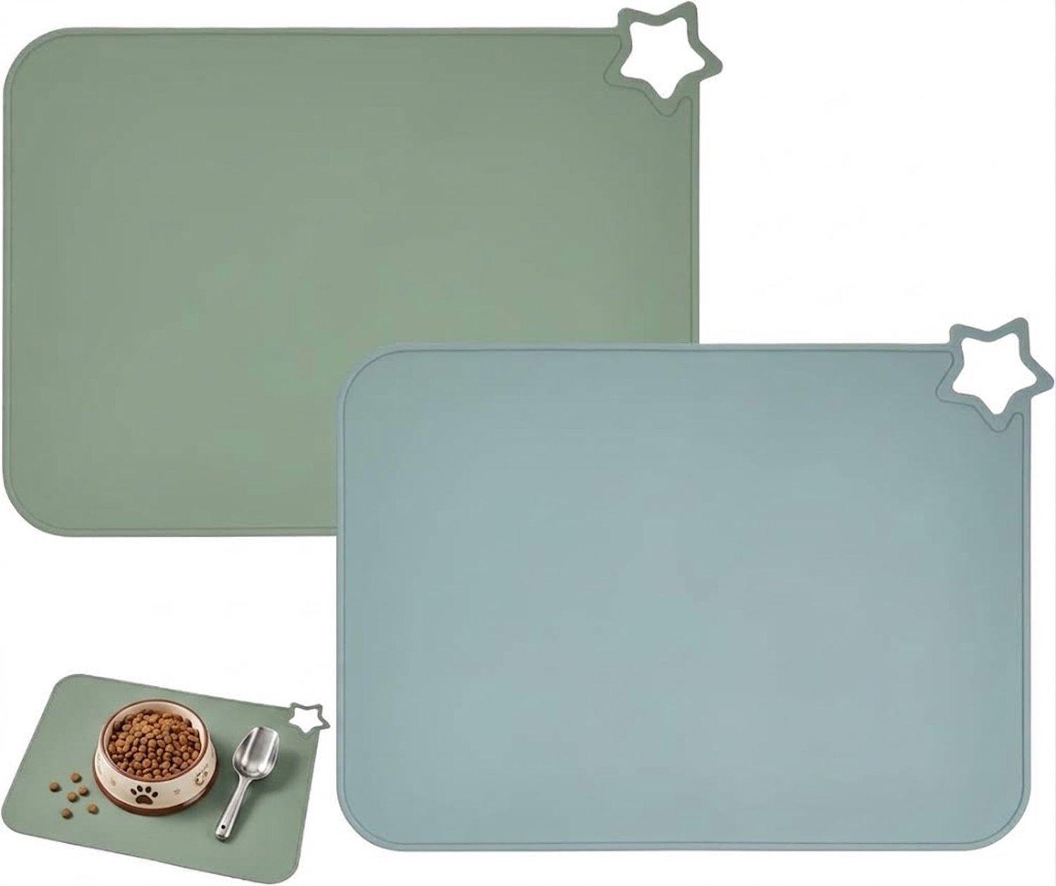 2-delige Siliconen Placemat voor Baby en Kind – Antislip en Vlekbestendig – Peuter Placemat voor Eettafel en Restaurant – Draagbare Voedselmat – Blauw en Groen