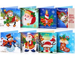 Diamond Painting Kerst Knutselset - Kaarten Maken - 8 Stuks