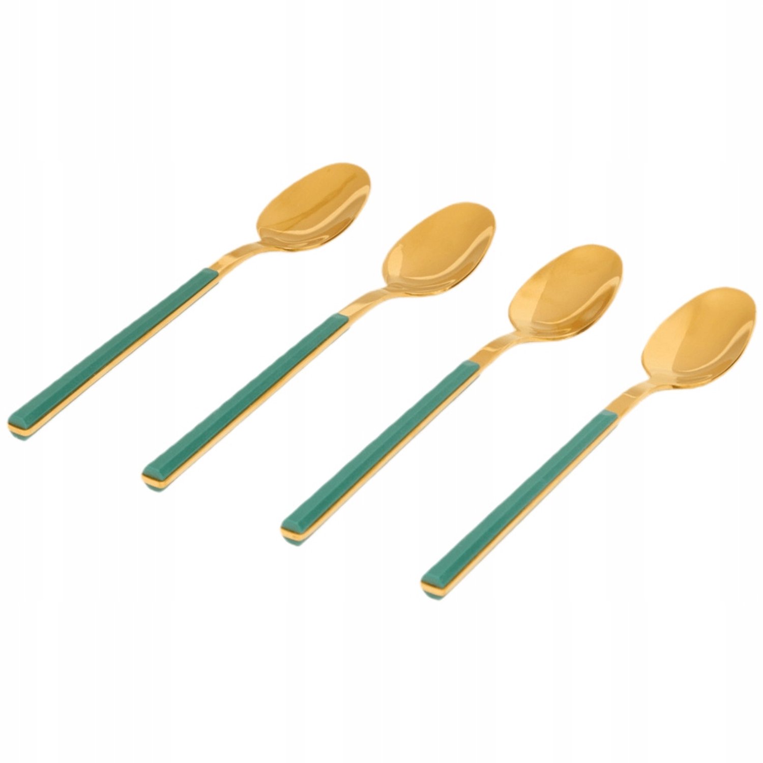 Dessertlepels Set van 4 - Goud & Groen met Glans