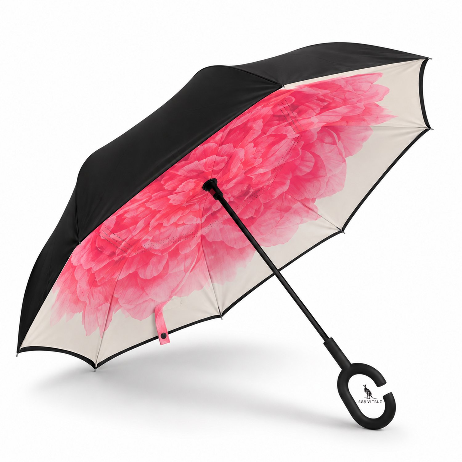 Bol.com San Vitale® - Unieke reversible Windproof Paraplu - Paraplu opvouwbaar - Paraplu's - Roze Bloem aanbieding