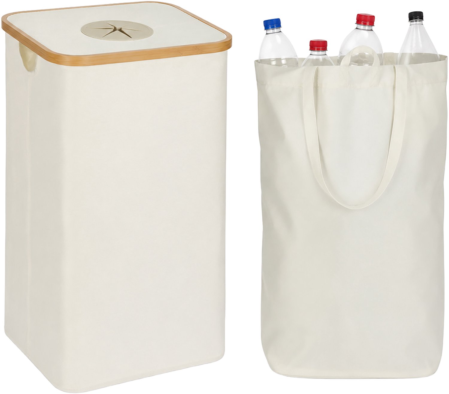 Statiegeld prullenbak - 100 liter - met deksel en tas - beige