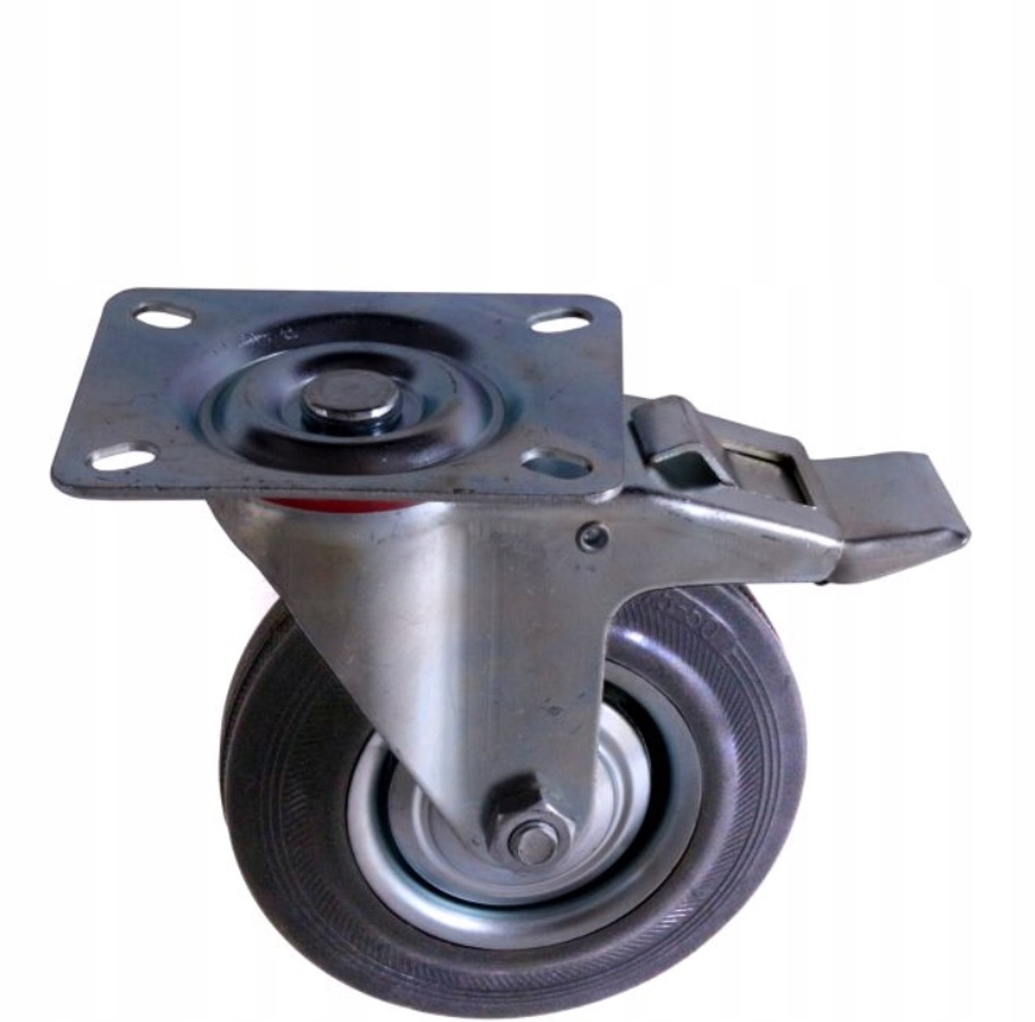 Zwenkwiel met remplaat 75mm metaal/rubber, 50kg draagvermogen