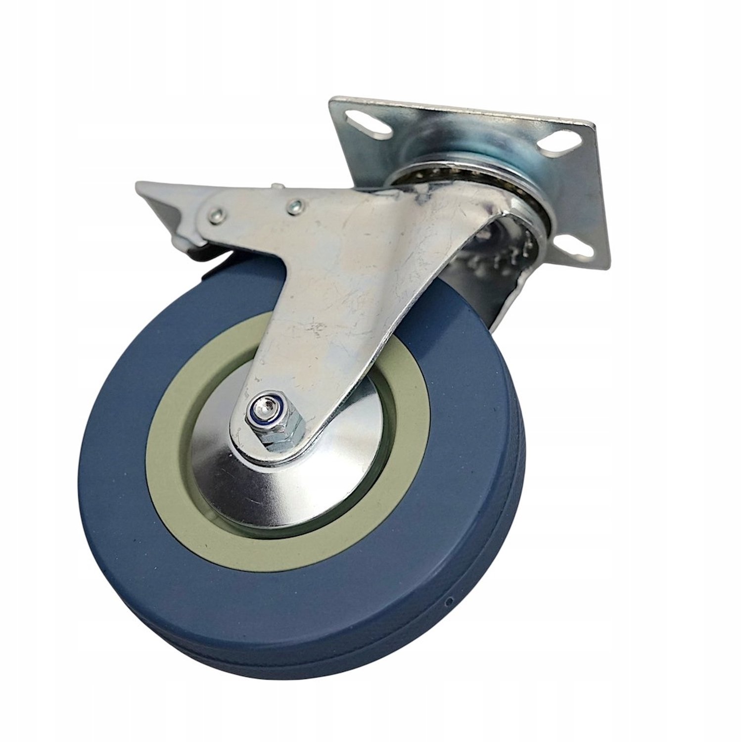 Zwenkwiel met rem 75 mm - Grijze rubber, belastbaar tot 80 kg