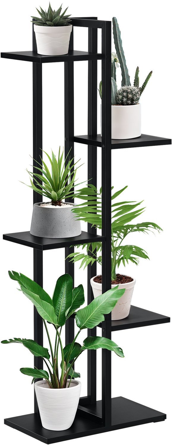 5-laags stalen bloemenrek- plantenstandaard voor binnen en buiten- voor tuin- balkon- woonkamer- 40x22x113cm- zwart