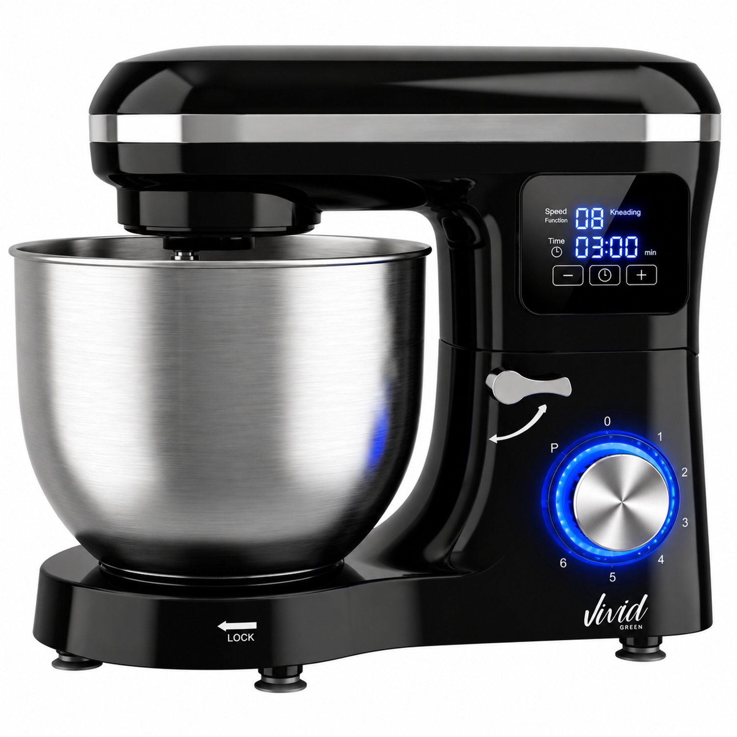 Vivid Green 2000W Keukenrobot - Display & Instelbare Timer - Zwart
