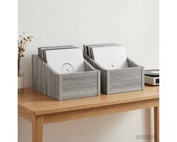 vidaXL - LP - Recorddoos - 2 - st - Grijs - Sonoma - 18 - x - 32 - x - 18 - cm - Bewerkt - hout