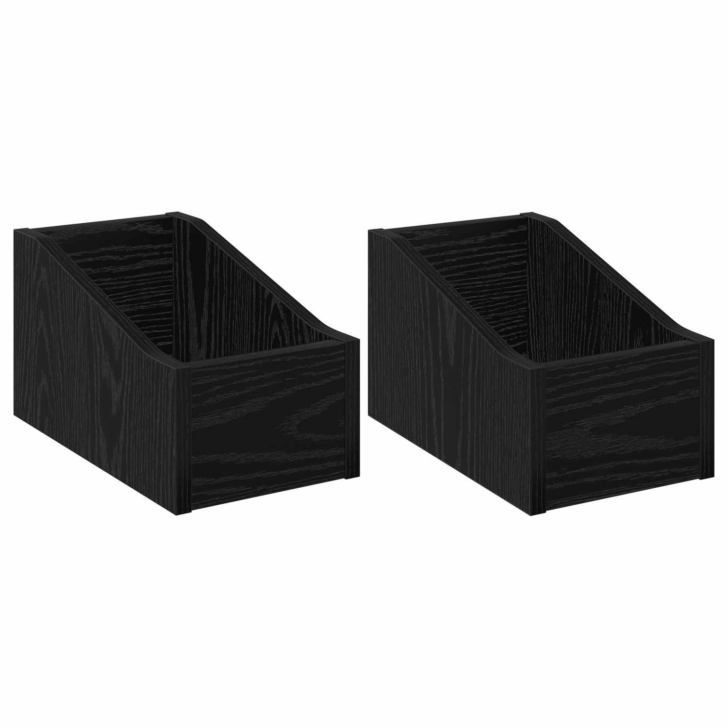 Image of vidaXL - LP - Recorddoos - 2 - st - Zwart - eiken - 18 - x - 32 - x - 18 - cm - Bewerkt - hout