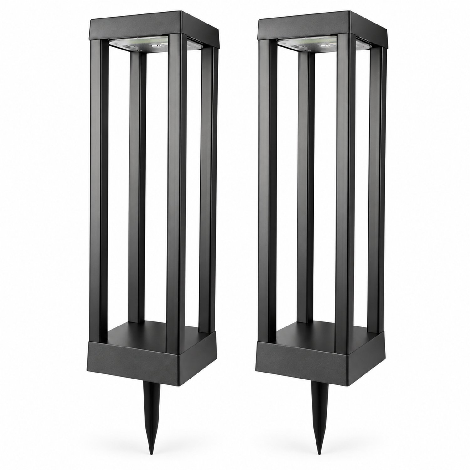 Solar Tuinlampen - 2 Stuks - Open Rechthoek - 46 cm - Zwart