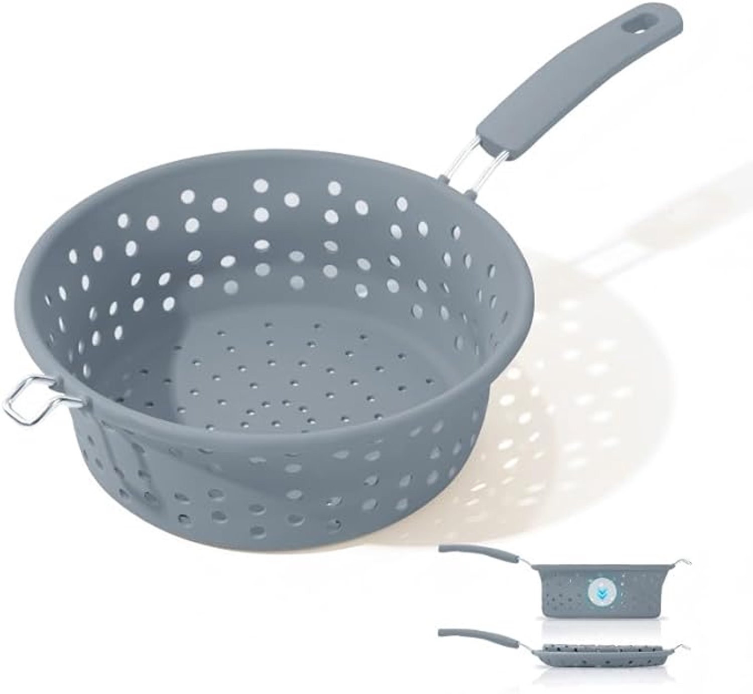 Famanu - Vouwbare zeef met lange siliconen handgreep - ideaal voor het afgieten van pasta, groenten en fruit - kleur onbekend - aantal stuks onbekend