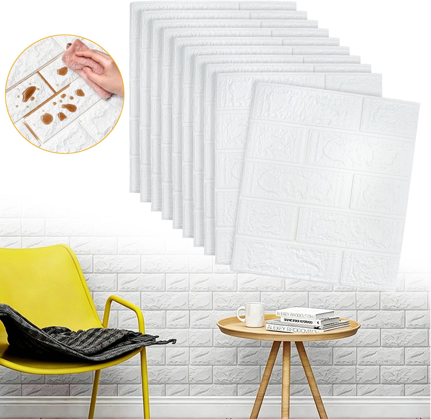 Zelfklevende Wandtegels - Set Van 10 3D-Wandpanelen - 3D-Baksteenbehang - PE-Schuimpaneel - Muurstickers Voor De Keuken