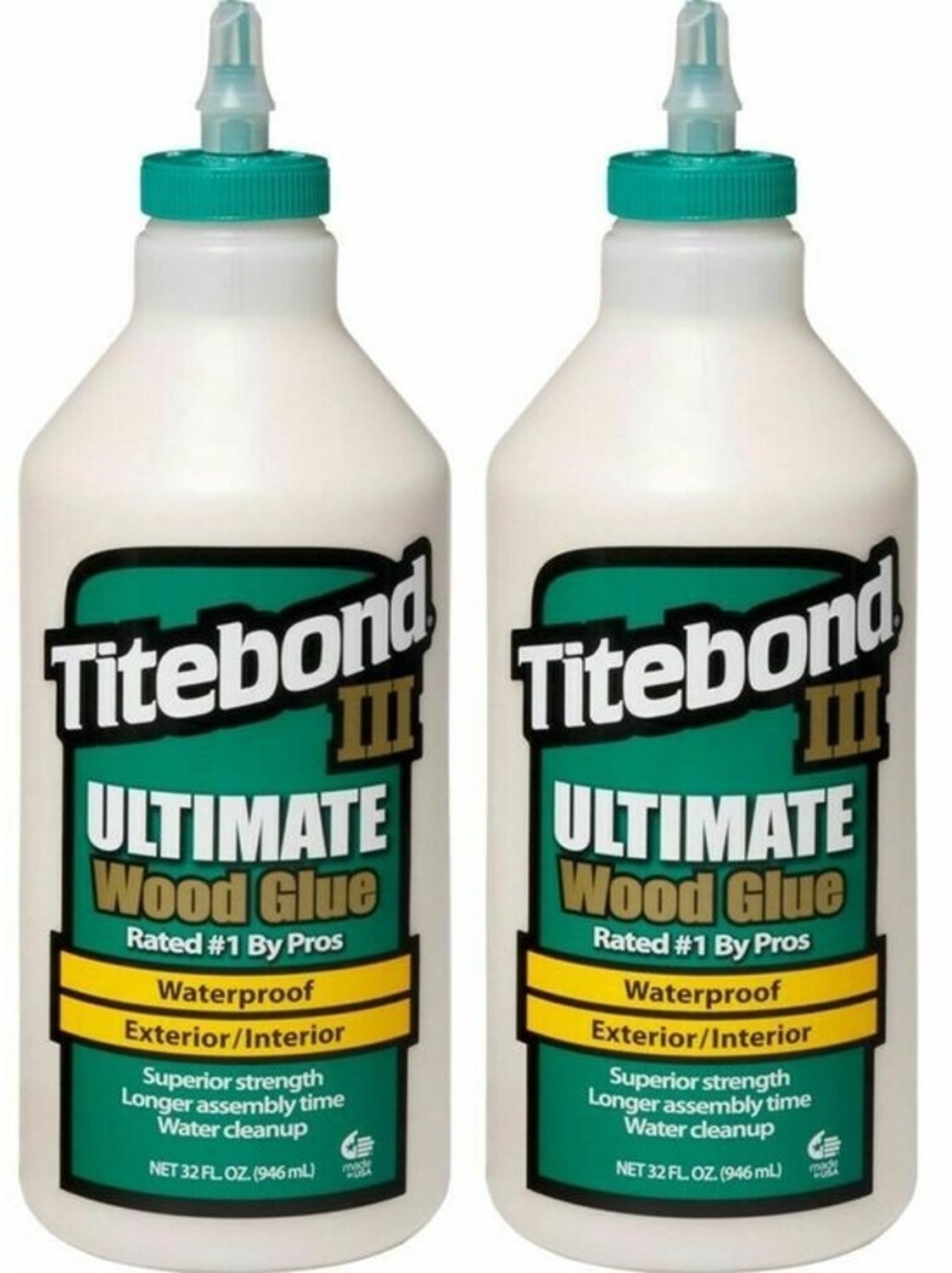 Ultimate houtlijm - Voor binnen en buiten - Waterdichte, veelkleurige houtverlijming - 2 x 946 ml