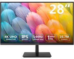 PC Monitor 28 Inch 4K UHD 144Hz IPS - 3840 x 2160 Resolutie - 1 ms Reactietijd - Mat Scherm - VESA 100x100mm Montage