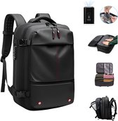 Vacuum Rugzak - Waterafstotonde Reistas Vacuum 48x15x20 - Moderne Vacuum Backpack - Rugzak met Oplaadbare Vacuümpomp - Reisrugzak - Compressie Rugzak - Carry-on - Vacuüm Rugzak Handbagage - Cabin Bag - Reis Tas Vacuum - Zwart - Leonardo
