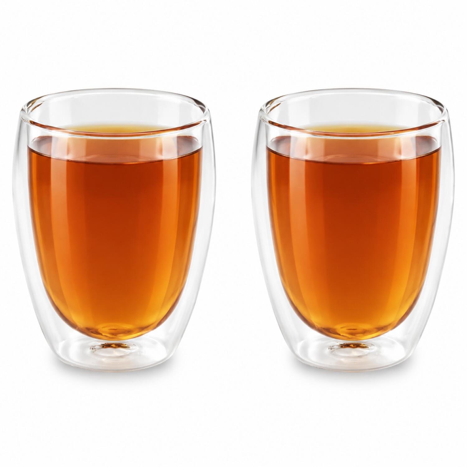 Bellatio Design Theeglazen - 2x stuks - dubbelwandig - 380 ml - borosilicaatglas - transparant