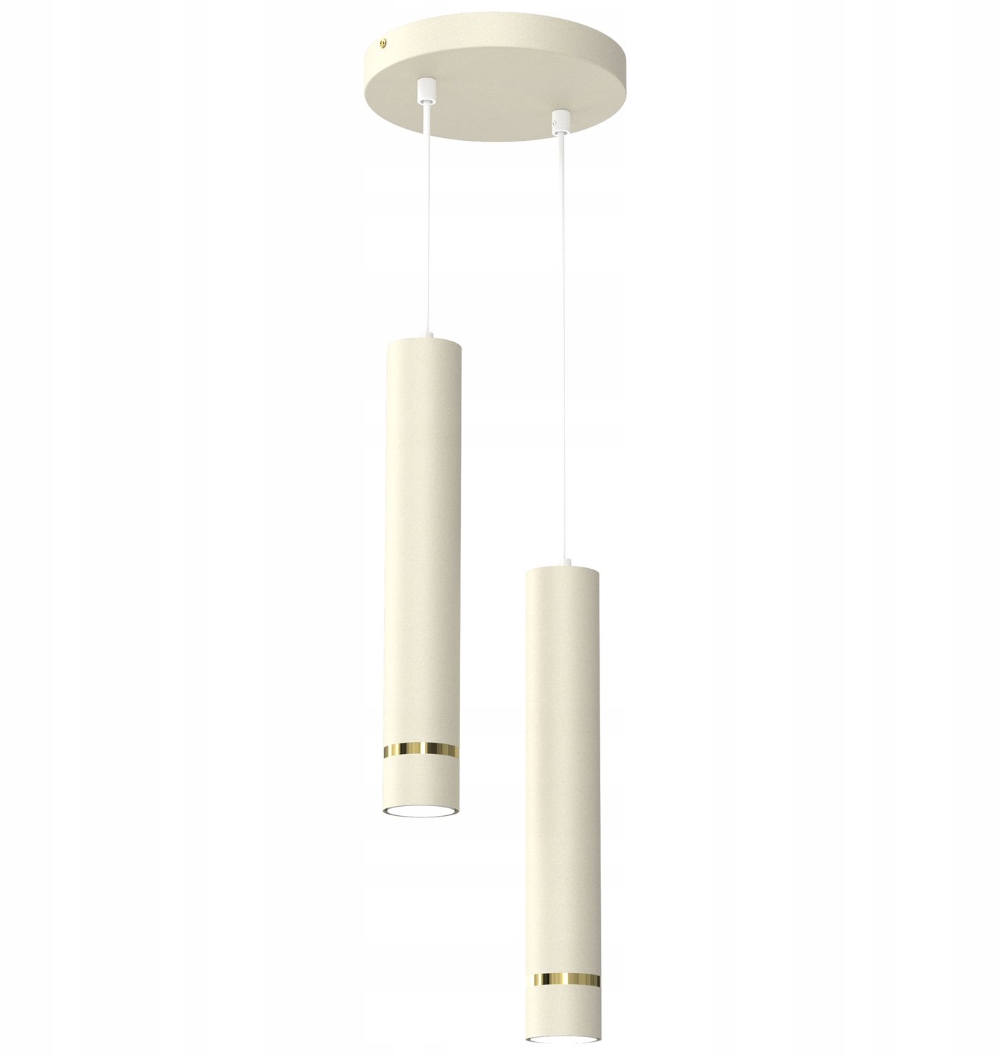 Moderne hanglamp TUBE, 2x GU10, beige met goud, verstelbaar