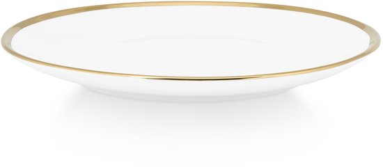 Wit porseleinen bord van 20cm met een gouden rand.