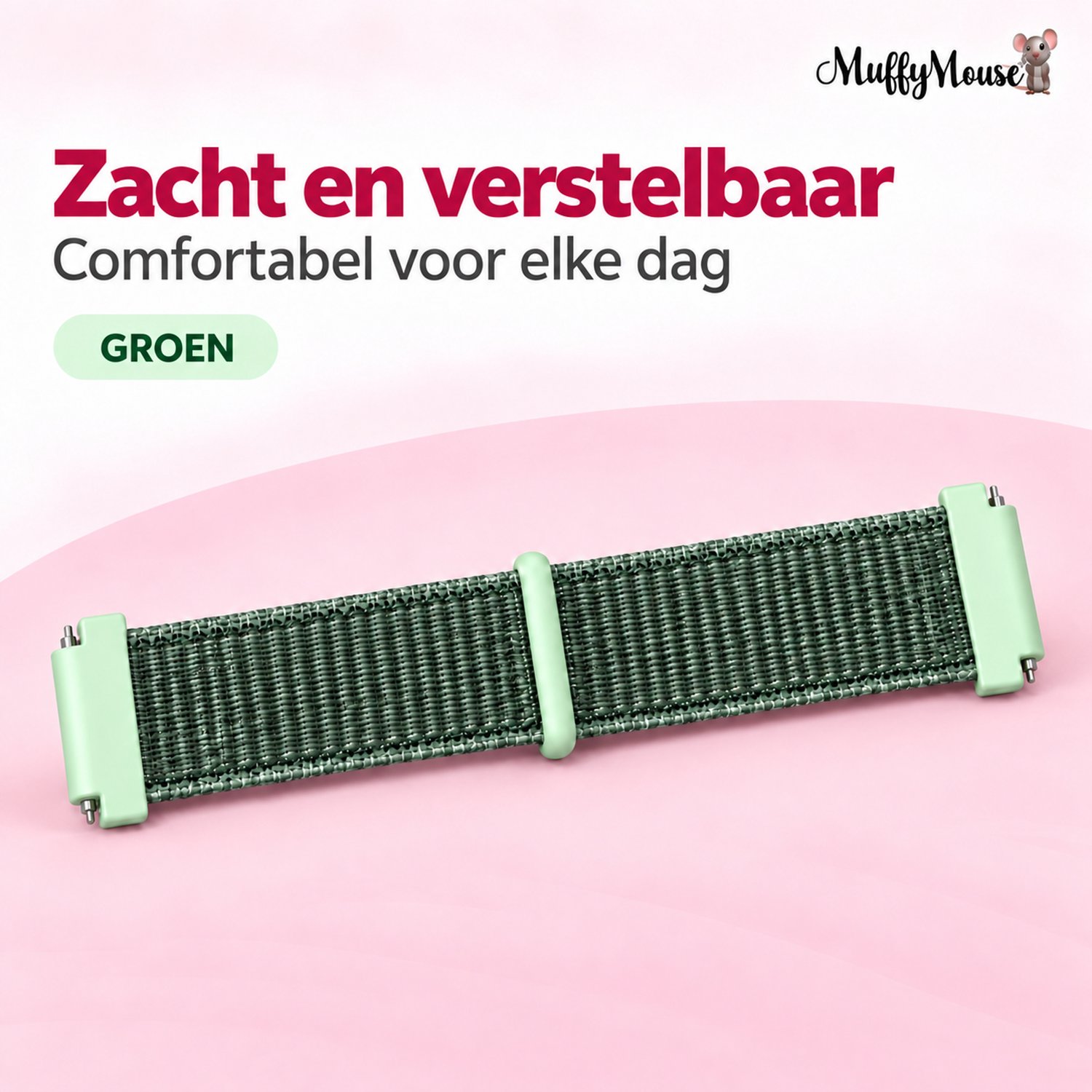 MuffyMouse D8 Horlogebandje – Smartwatch Bandje voor GPS Horloge Kind – Kinder Smartwatch – Geweven – Groen