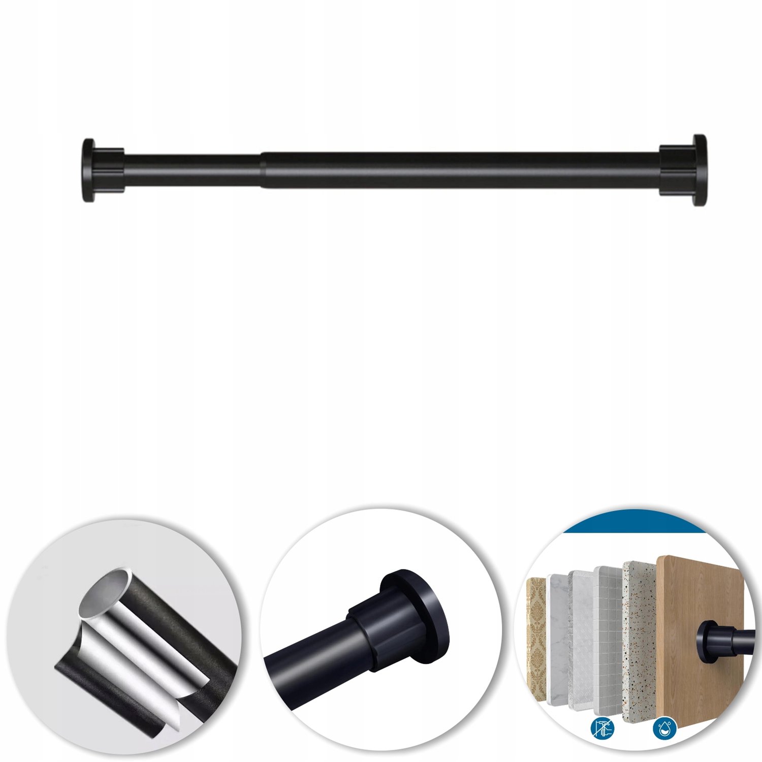 Telescopische Douchegordijnstang - Zonder Boren - 70-120 cm