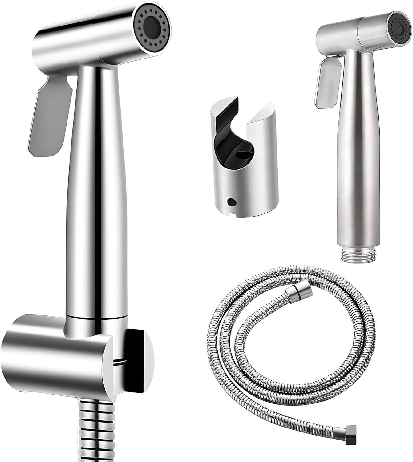 Handdouche voor Bidet en Toilet, RVS Handspray met Doucheslang van 1,5 m en Houder, Ideaal voor Badkamer en Hygiëne