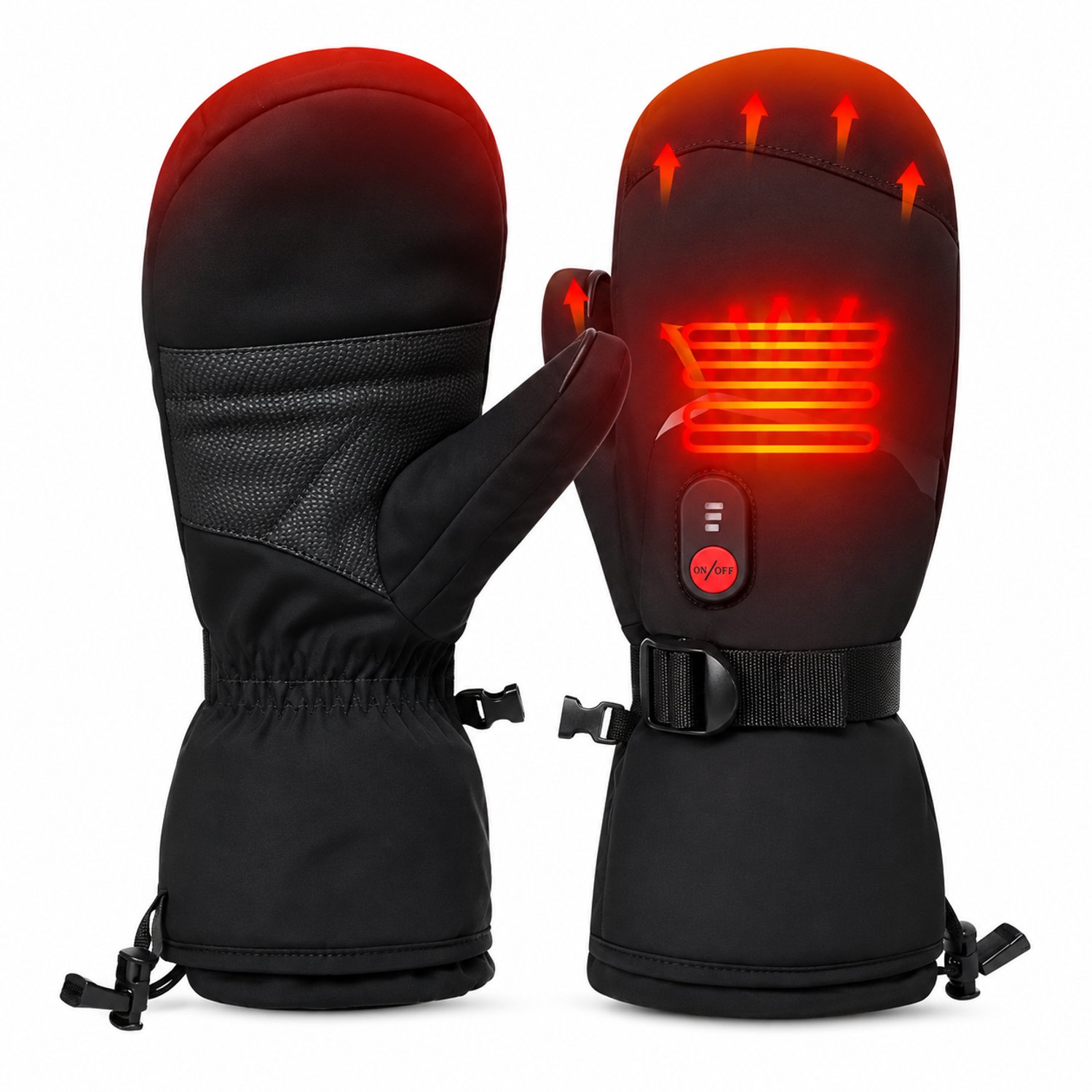Zerova Verwarmde Wanten Elektrische Handschoenen Winter Verwarmde Handschoenen Wintersport – Waterdicht Zwart
