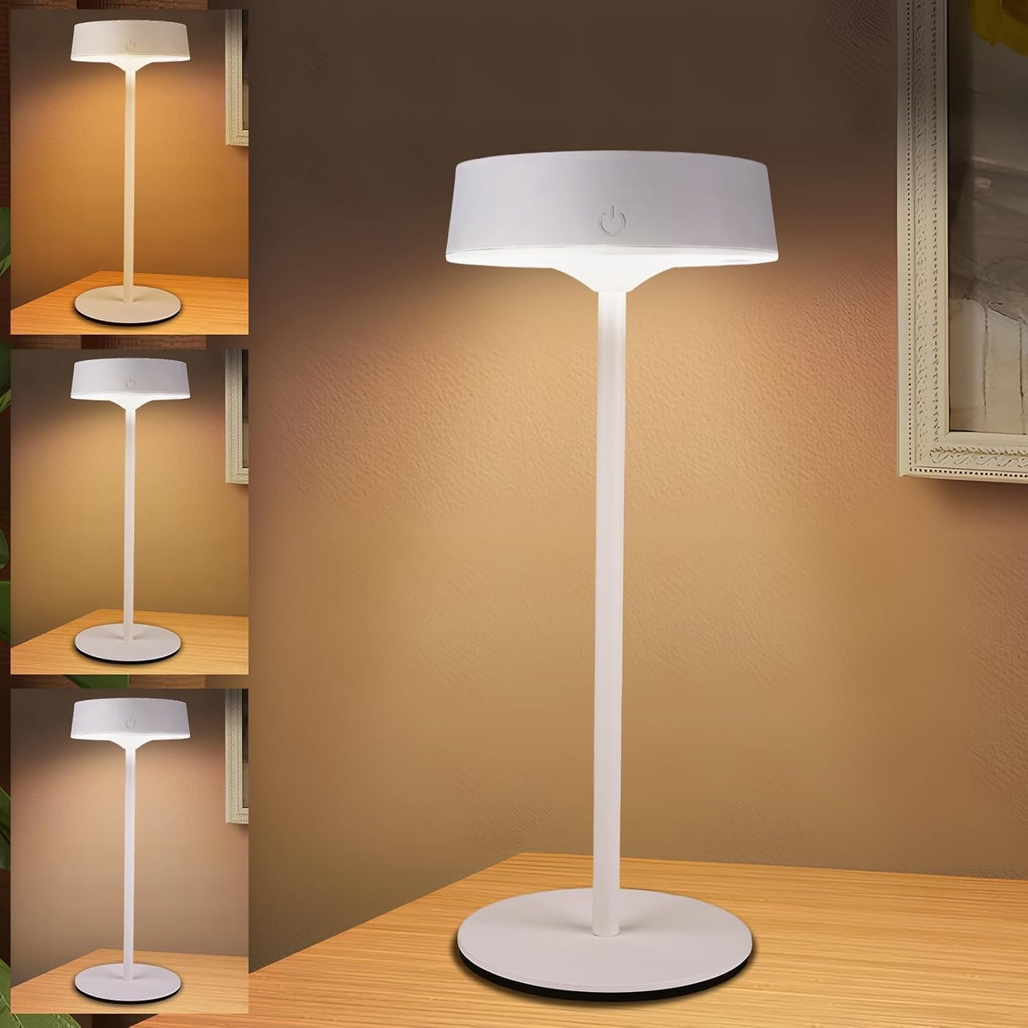 YAGXIG Draadloze Bureaulamp op Zonne-energie - met USB-C - Draadloze LED-bureaulamp - 3 Kleurtemperaturen - 2000mAh Batterij - Nachtlampje met Touchscreen - Geschikt voor binnen- en buitengebruik - Wit