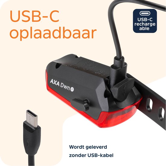 AXA Dwn Rear USB achterlicht – USB oplaadbaar – Vervangbare batterij — afbeelding 5