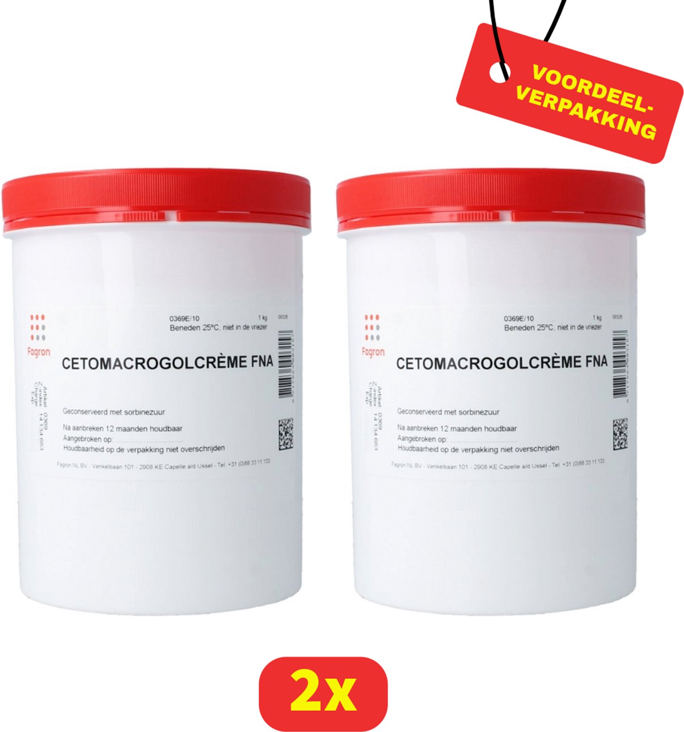 Fagron Cetomacrogol creme FNA - 2 x 1 Kilogram - Voordeelverpakking