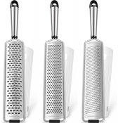 Savoré Kitchen Rasp Set van 3 - Kaasrasp, Citroenrasp & Nootmuskaatrasp - Handrasp Fijn, Middel & Grof - RVS Raspbladen