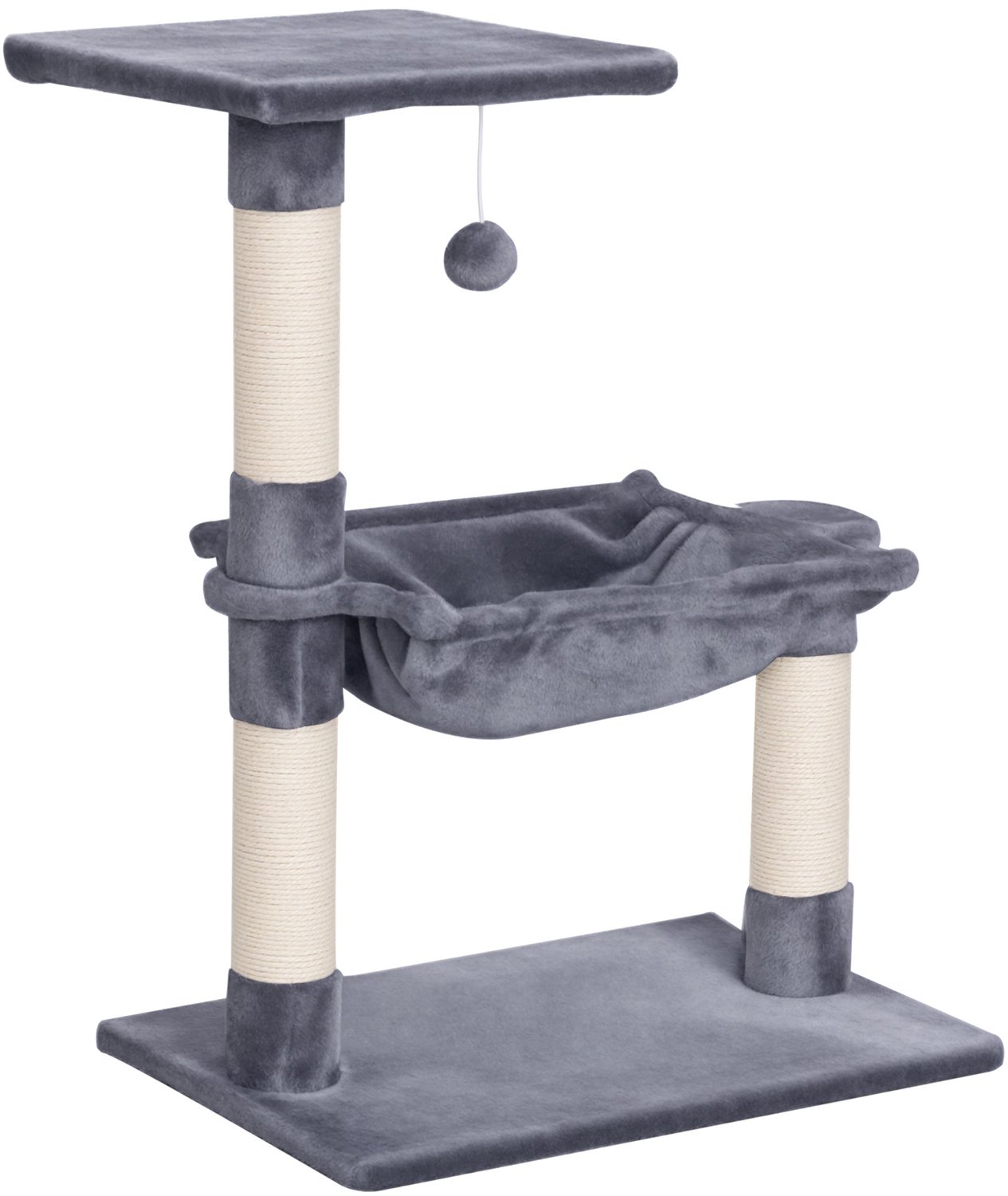 PawHut Krabpaal met Pluche - 50x36x70cm - Grijs