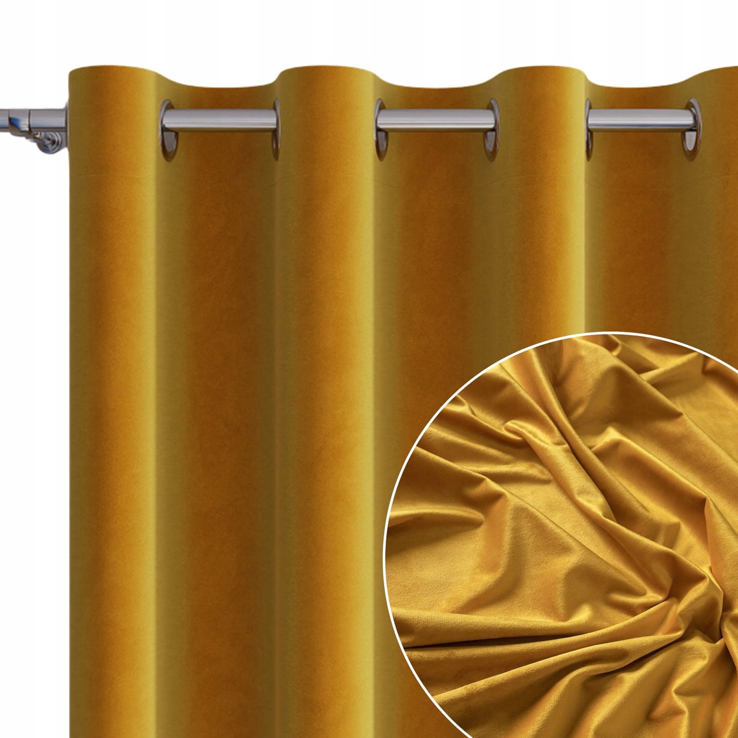 Velours Gordijn Saffraan 140x230cm - Met Ophangringen