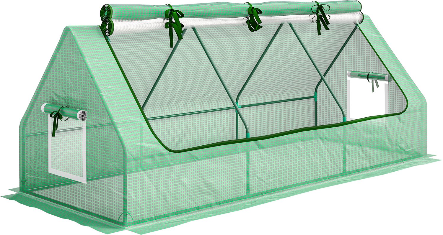 Sunona Kweekkas - Met oprollbaar dak en mesh-vensters - 240 x 90 x 90 cm - Groen