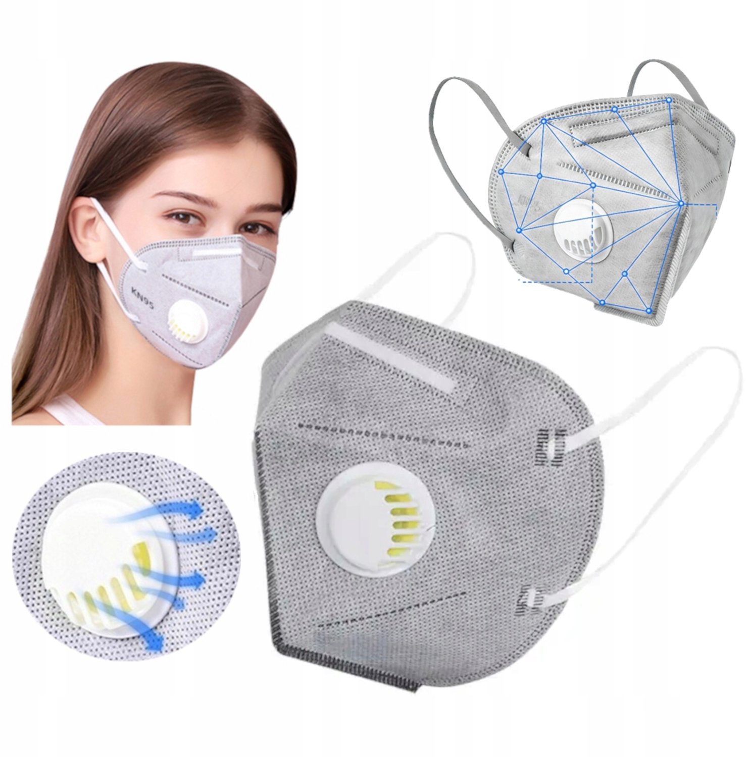 FFP2 Stofmaskers met Ventiel & Koolfilter - 10 Stuks