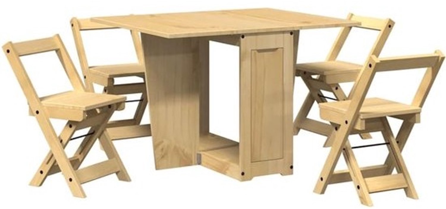5-delige eetkamerset - Houten eettafel met 4 stoelen - Uitschuifbaar