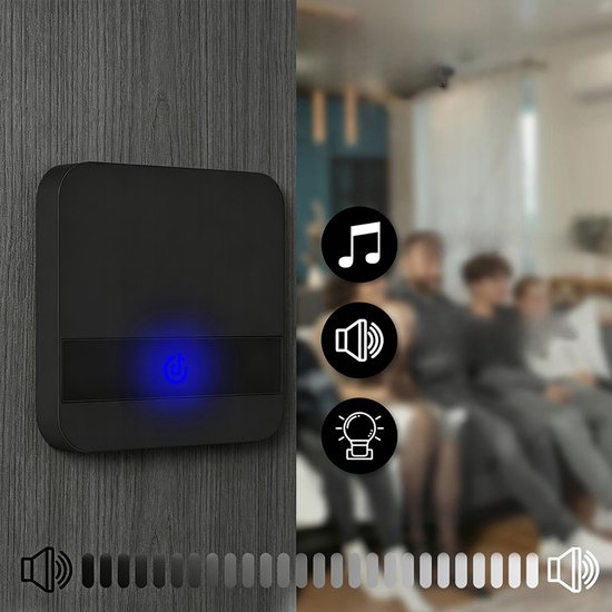 Draadloze deurbel - Deurbelset - Alarm voor ouderen - Noodoproepknop - Noodalarmsysteem - Inclusief polsband en 2 draagkoorden - ABS - Zwart — afbeelding 2