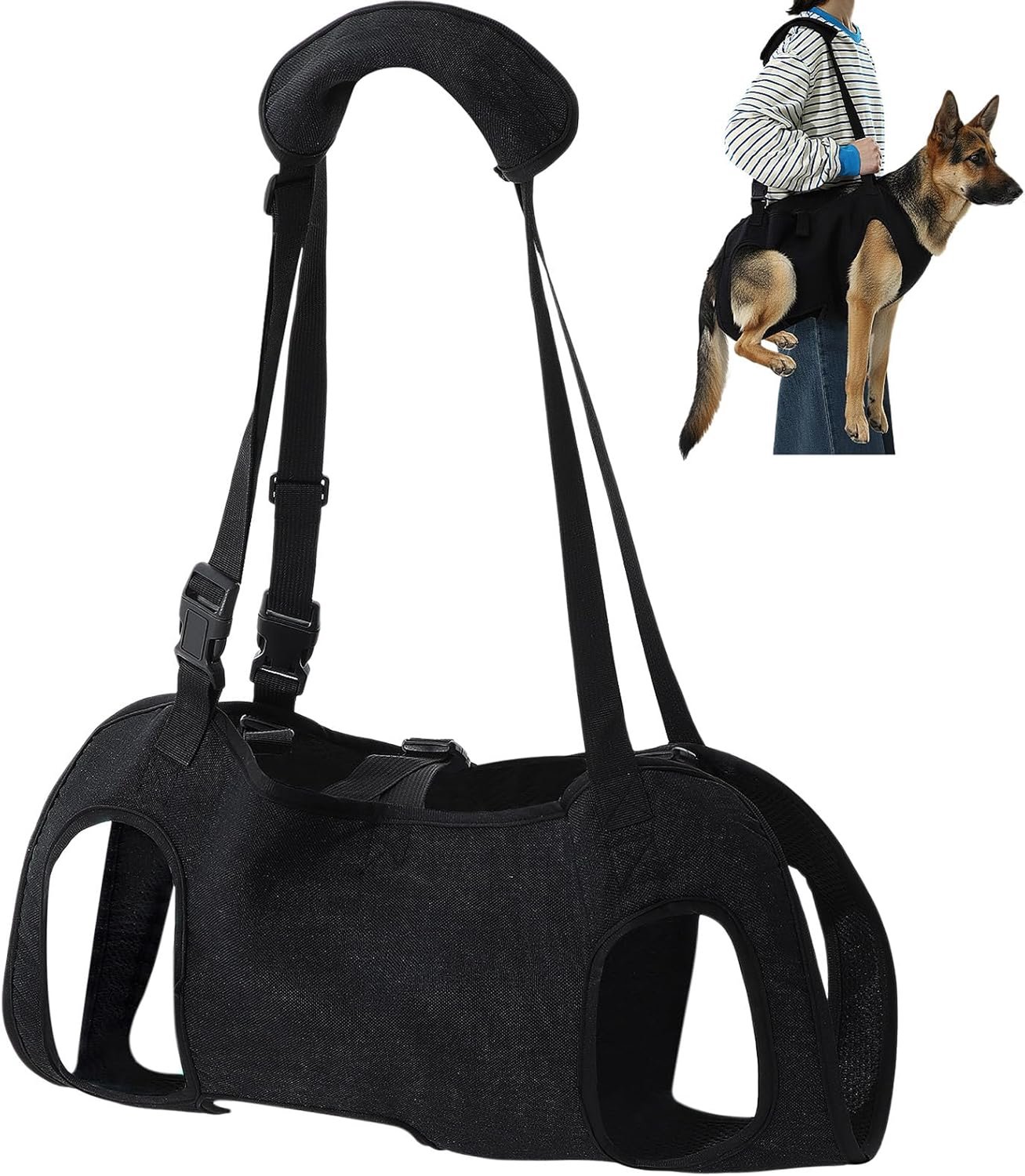 Hondenharnas met tilhulp en handgreep - verstelbaar - Maat XL - geschikt voor honden van 28 tot 37,5 kg