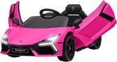 Playon Elektrische kinderauto in Lamborghini-design - Met afstandsbediening en LED-verlichting en muziek - 105 x 60 x 40 cm - Roze